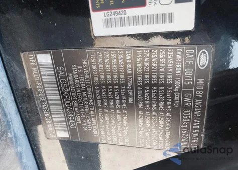 2016 Land Rover Range Rover 3.0L V6 Turbocharged Diesel Hse Td6 из США, поврежденный, VIN SALGS2KF0GA249420